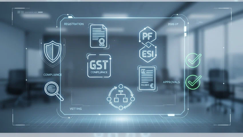 Registration, PF, ESI, GST compliance 2026